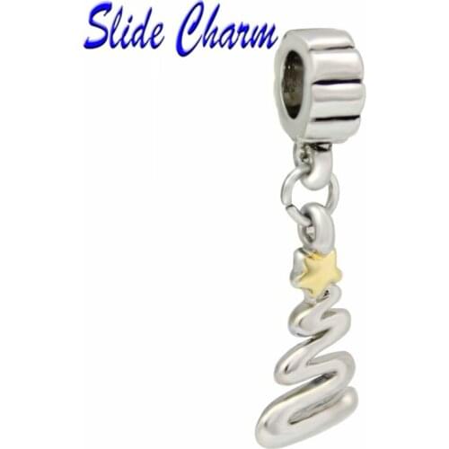 Fashion jewelry DIY European Christmas beads, gold stars simple Christmas tree pendant charm Fit Pandora Bracelet Necklace