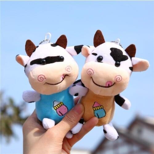 Soft cute baby bottle cow pendant Chinese zodiac cow pendant Keychain Decorate good quality baby Soothing doll christmas gift