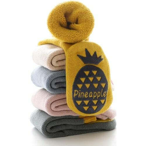 Autumn Winter New Baby Funny Socks Newborn Baby Boys Girls Cartoon Fruits Slip-proof Warm Cute Toddler Socks 5 pairs For 0-5Y