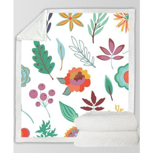 Flower Sunflower Funny Character Blanket 3D Print Sherpa Blanket on Bed Home Textiles Dreamlike Style 07