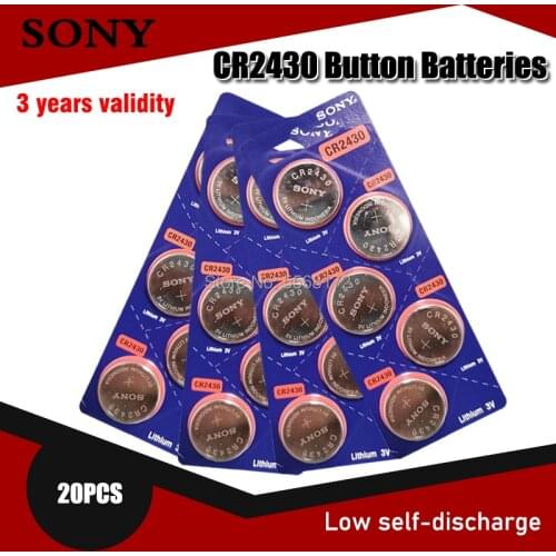 20PCS Original Sony CR2430 DL2430 CR 2430 3V Lithium Battery For Smart Watch Headphone Toy scale clocks hearing aids Button Coin