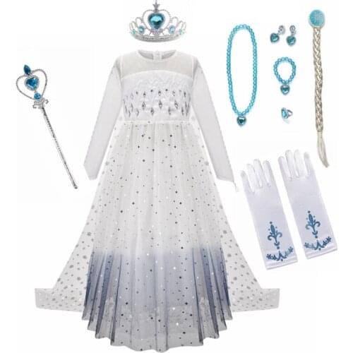 Kids Princess Dress Summer Girls Elsa Dress White Dress Costume Cosplay for Xmas Halloween Christmas Birthday Party