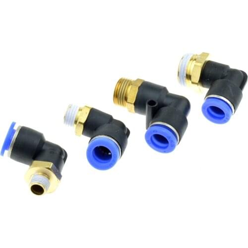 L Shape Pneumatic Connector 10mm OD Hose Tube Push in 1/4"BSP 3/8" 1/2" 1/8" Male Thread 90 Degree Elbow Gas Quick Joint Fitting