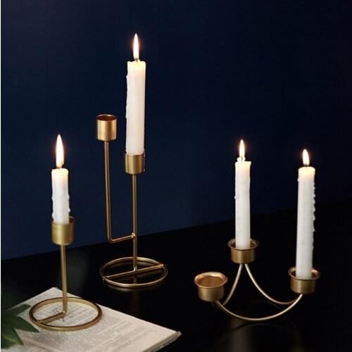 Nordic Style Wrought Iron Geometric Candle Holder Candlestick Candelabrum Rack Desktop Wedding Home Decoration Au04 21