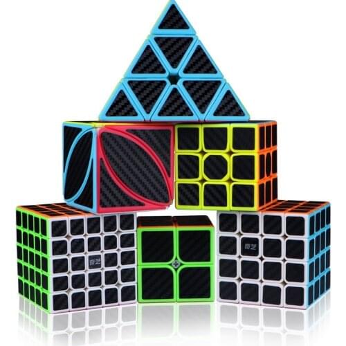 QIYI 2020 New Arrival 11 kinds Cube Carbon Fiber Sticker 2x2 3x3x3 4x4 Speed Magic Cubes Puzzle Toy Children Kids Gift Toy Adult