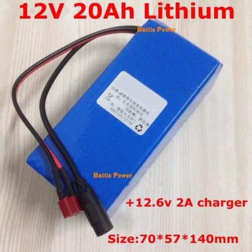 Real capacity 20Ah 12v 20000mah portable lithium li-ion battery pack for camera digital products mini speaker +12.6V 2A Charger