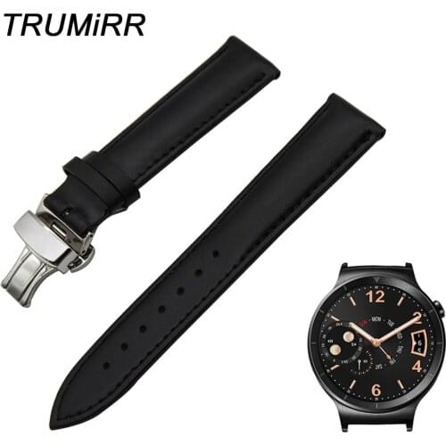 18mm Genuine Leather Band for Huawei Watch / Fit Honor S1 Asus ZenWatch 2 Women WI502Q Butterfly Clasp Strap Wrist Belt Bracelet