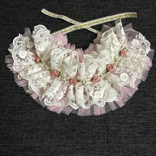 Handmade dogs cats fashion lace flower necklace doggy lovely princess bandage puppy bibs pet dog cat neckwear 1pcs colors