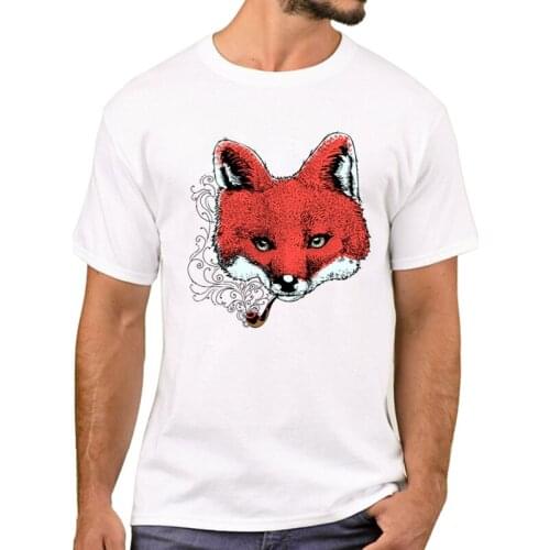 TEEHUB Hot Sales Fashion Smoking Fox Men T-Shirt Retro Fox Printed T Shirts Short Sleeve Tshirts Boy Harajuku Tee