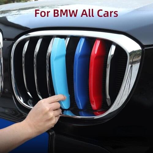 Tricolor ABS Front Grilles Car Decoration Trim Cover 3D Emblem Bumper Sticker for BMW 1 3 5 Series X1 X3 X5 E46 E90 E60 F30 G30