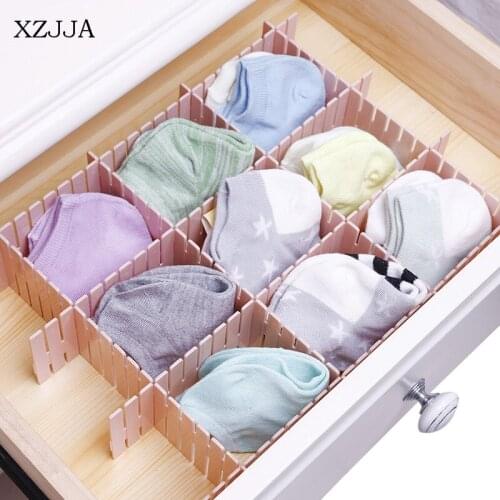 XZJJA 4PCS Creativity Free Combination DIY Thickened Drawer Partition Underwear Socks Classification Storage Boxes Clapboard
