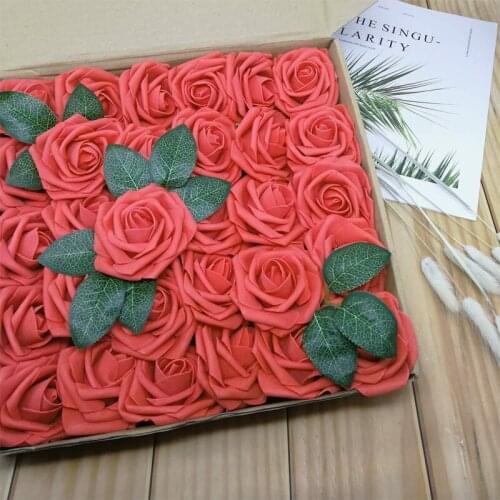25pcs 8cm Large Artificial Pe Foam Rose Flower Heads For Wedding Home Decoration Handmade Fake Flowers Ball Craft Party Supplies