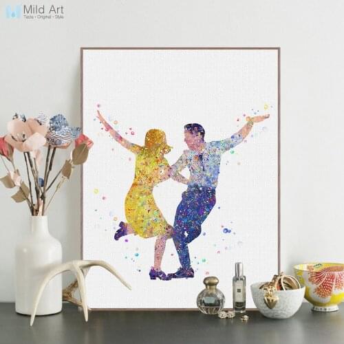 Watercolor Lovers Oscar Dance Romantic Love Movie Poster Prints Nordic Wall Art Pictures Home Decor Canvas Painting Custom