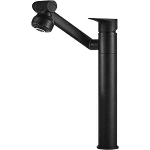 Lucky Cat Black Copper Basin Hot and Cold Water Faucet Bathroom Wash Basin Rotating Swing Wash Basin Bathroom Faucet