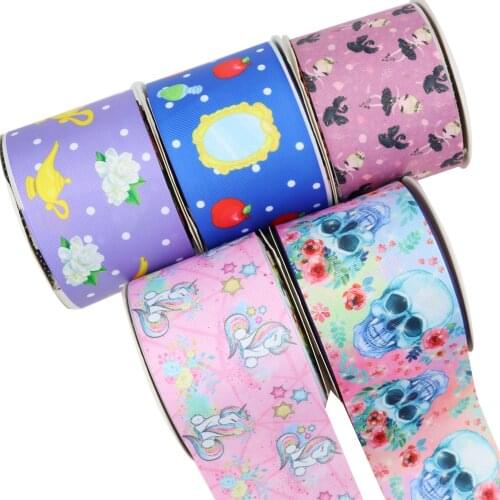 Flower Mexico Style Princess Unicorn Cartoon Printed Grosgrain Ribbon Party Decoration 10 Yard DIY Bow Bag Material Handmade