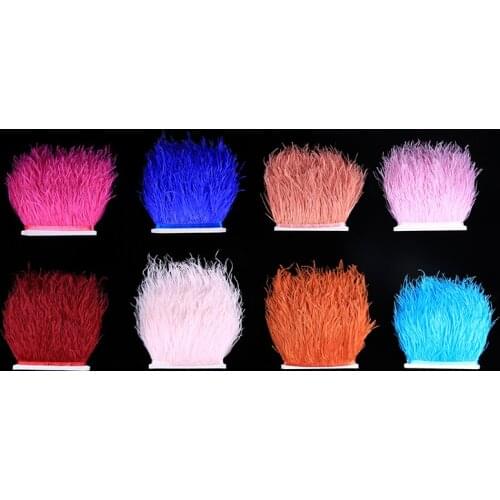 1 meter feathers Natural Ostrich Feather Trims Decorative Ribbon 10-13 CM Wedding Dress Sewing Party Accessory crafts Wholesale