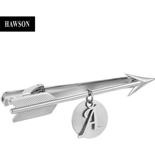 HAWSON 26 Initial Letters from A to Z Tie Clips for Men in Arrows Shape Tie Bar Clips