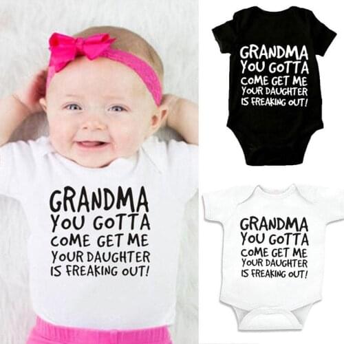 Grandma You Gotta Come Get Me Infant Newborn Baby Girls Kids Sleeve Romper Outfits Playsuit Jumpsuit Baby Romper