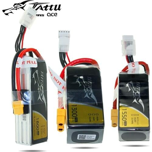 Tattu LiPo Battery 4S 1300mAh 1550mAh 1800mAh 14.8V 75C with XT60 Plug for FPV Racing Battery