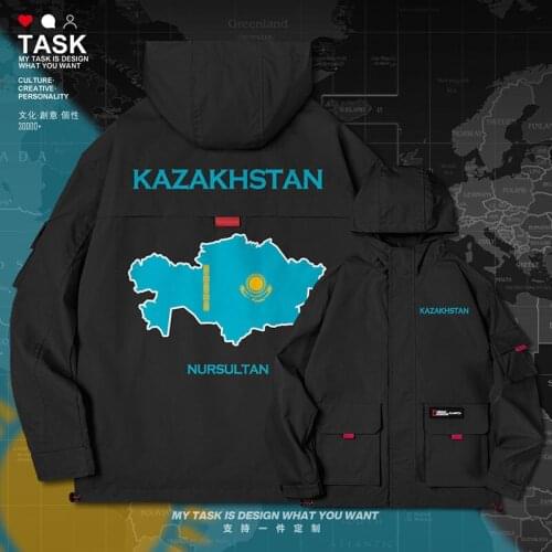 Kazakhstan Kazakh Kazakhstani KAZ men jacket hooded map nation flag mens jackets streetwear for men fashion clothes autumn