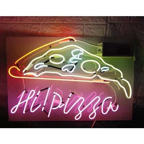 Neon Sign For hi pizza Lamp real glass tubes resterant decorate light room food Arcade DISPLAY BUSINESS Impact Attract light