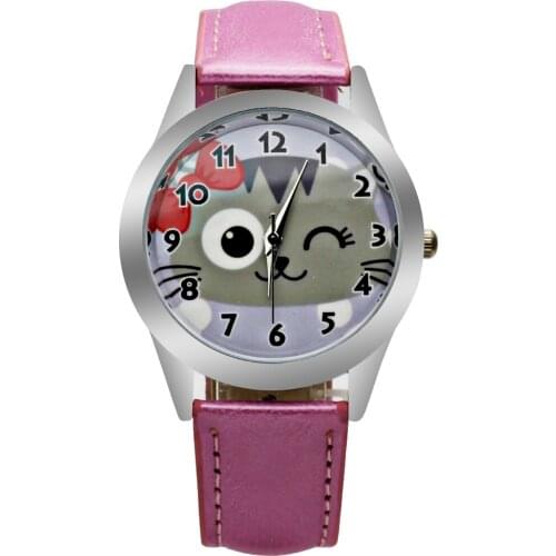 New Lovely Girls Students Watches Bow Cat Cartoon Jelly Leather Clock Casual Kids Quartz Watch Sport Beautiful Bracelet relojes