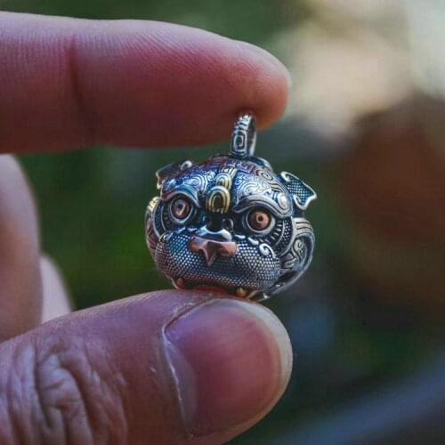 Original design two-color Chinese style retro culture Pixiu jewelry set exaggerated domineering mens charm ring pendant