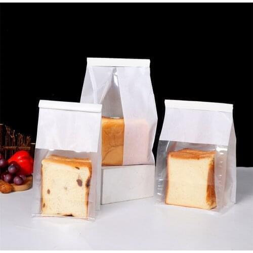 Bread Toast Packaging Bags Transparent Window Cotton Paper Self Sealing Candy Bag Curling Wire Sealing Bread Toast Baking Bag