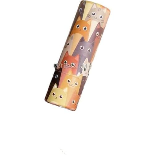 Empty Lipstick Tube 12.1mm Yellow CatLipbalm Tube Cosmetic Container Empty Cute Cat Lipbalm Tube Papery Lipstick Container 50pcs