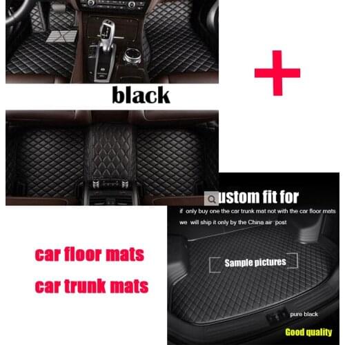 RKAC CUSTOM FIT FOR car floor mats and trunk mat for jeep grand cherokee 2018 leather wine red colors