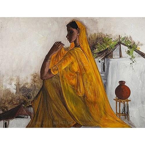 Hand Painted Figure Painting Top Quality Fine Art Handmade Modern Abstract Oil Painting on Canvas Wall Artwork Indian Sexy Lady