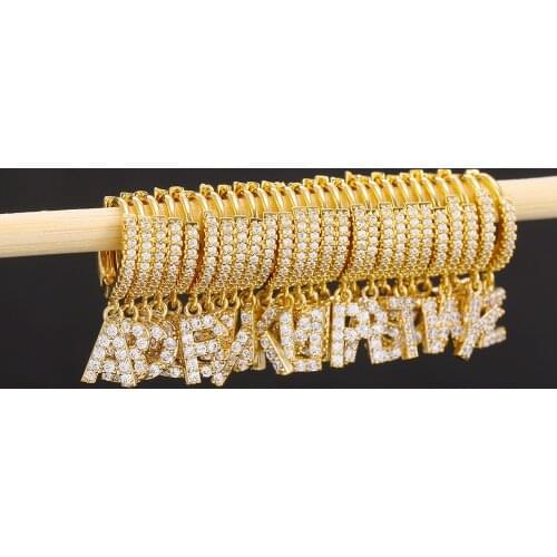 26 Letters Initials Micro Paved Zircon Thin Huggie Hoop Earrings for Women Alphabet Piercing Cartilage Earrings Female Jewelry