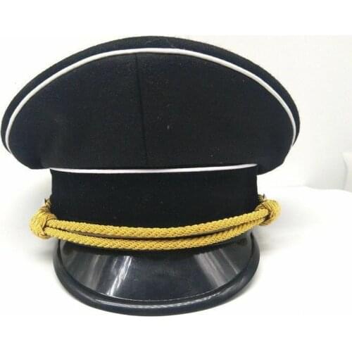 WWII WW2 GERMAN ELITE OFFICER BRIMMED WOOLEN HAT ARMY CAP GOLD CHIN CORD 57 58 59 60 61 62 CM MILITARY HAT WAR REENACTMENTS
