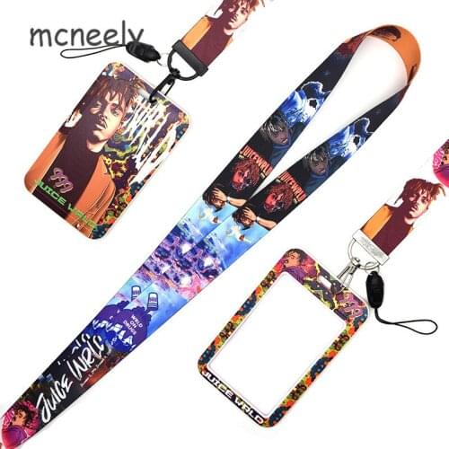 Juice Wrld Girl and Boy Like ID Credit Bank Card Holder Students Bus Card Case Lanyard Visit Door Identity Badge Cards Cover