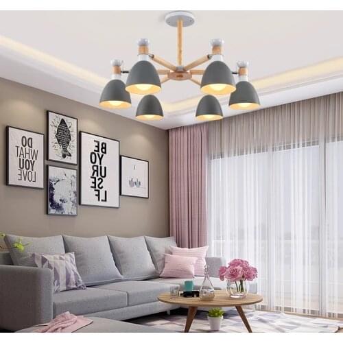 Nordic Modern Wood Chandeliers for Office Dining room Kitchen Bedroom White Lustre Pendant Chandelier Lighting fixtures