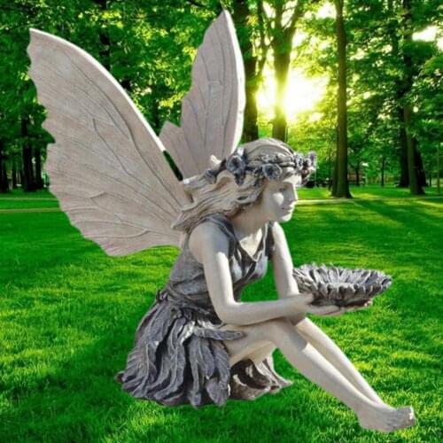 Sculpture Sitting Fairy Pattern Table Ornaments Resin Porch Patio Yard Figurine for Garden Statues Sculptures Decoration Crafts