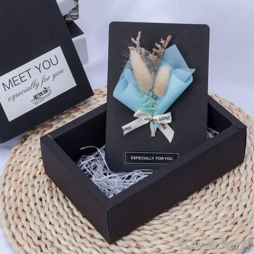 Creative Handmade Greeting Card Mini Dried Flower Bouquet Christmas Stereo Greeting Card Birthday Valentines Day Wedding Decors