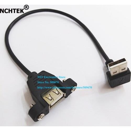 NCHTEK Up Direction 90 Degree Angled USB 2.0 Male Connector to Female Extension Cable with Panel Mount Hole/Free shipping/10PCS