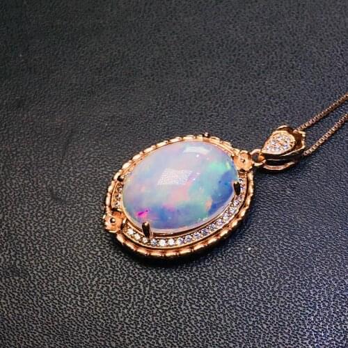 Vintage Charm Opal Pendant 925 Sterling Silver Fine Jewelry New Fashion Natural And Real Opal Necklace