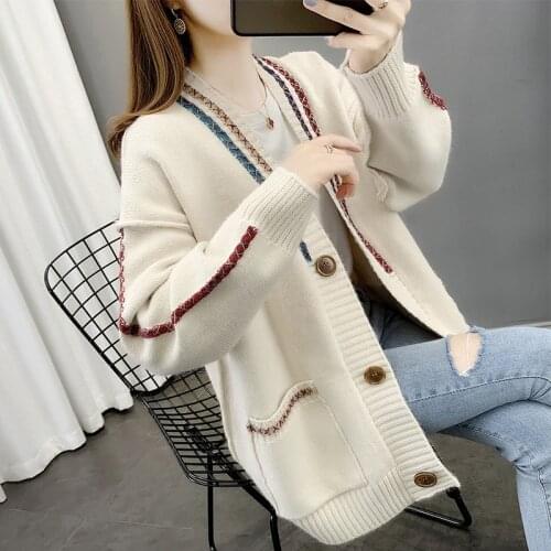 Knitted cardigan womens spring 2021 new style Korean womens sweater coat Western style early spring womens clothing
