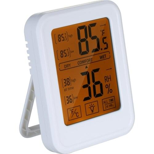 High Precision Thermometer Hygrometer Digital Thermo-Hygrometer with Touch-Screen Wall Mounted Weather Station with Backligh