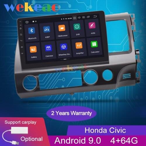 Wekeao Touch Screen 10.1'' Android 9.0 Car Radio Automotivo Car Dvd Player For Honda Civic Android Auto GPS Navigation 2006-2011
