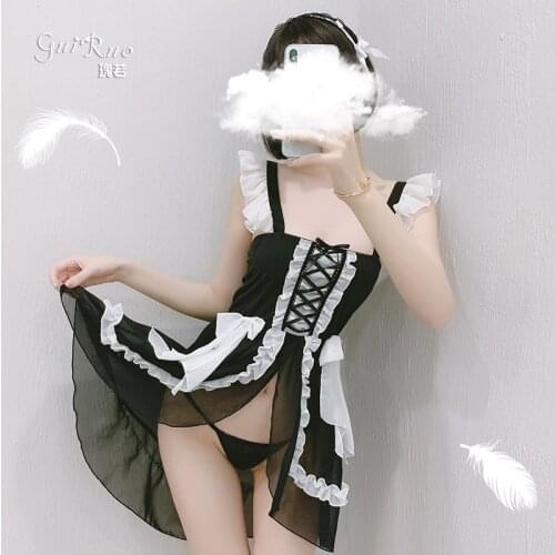 Pearl Diary Maid Cosplay Costumes Sexy Lingerie School Uniform Women Lace Perspective Bowknot Underwear Kawaii Maid Outfits