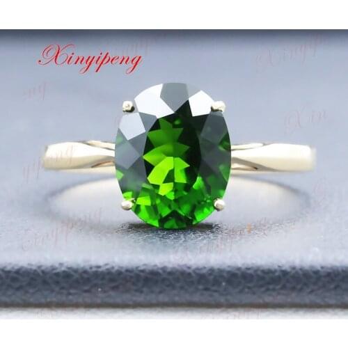 18 k gold with Natural diopside ring contracted and delicate Fine jewelry 8 * 10 mm