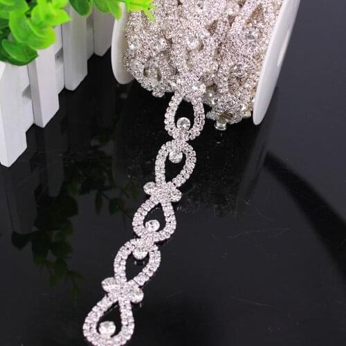 1Yard Silver Shinny Tassel Glass Rhinestone Trim Applique Patches For Wedding Dress Belt DIY Craft Shoes Clothing Accessories