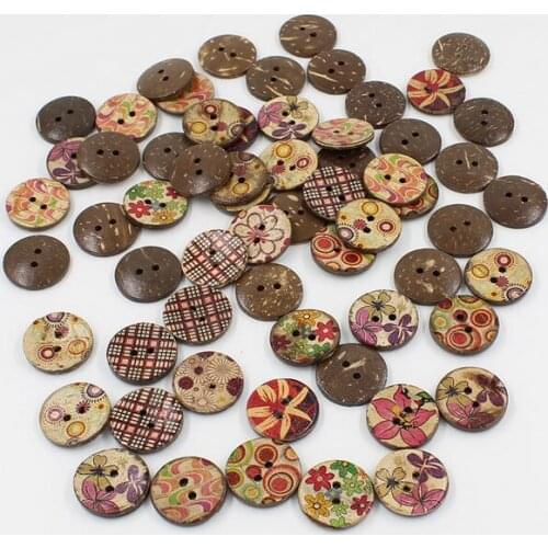 120Pcs/lot 20mm Multi coconut button Botones Wood Round Buttons 2Holes Natural Wooden Button For crafts gift sewing Scrapbooking