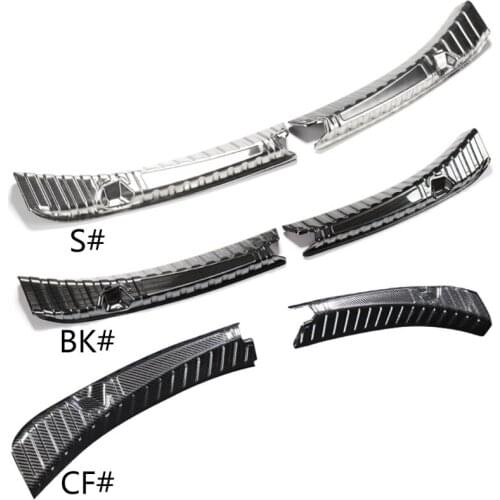 2Pcs Stainless Steel Trunk Inner Guard Car Inner Rear Bumper Guard Plate Cover Trim Protector Case for Tesla Model 3 2017-2020