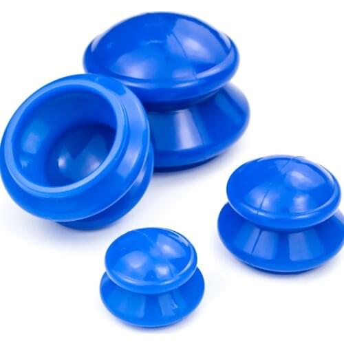 4Pcs Vacuum Cupping Cup Moisture Absorber Anti Cellulite Silicone Family Facial Body Massage Therapy Cupping Cup Set 4 Size