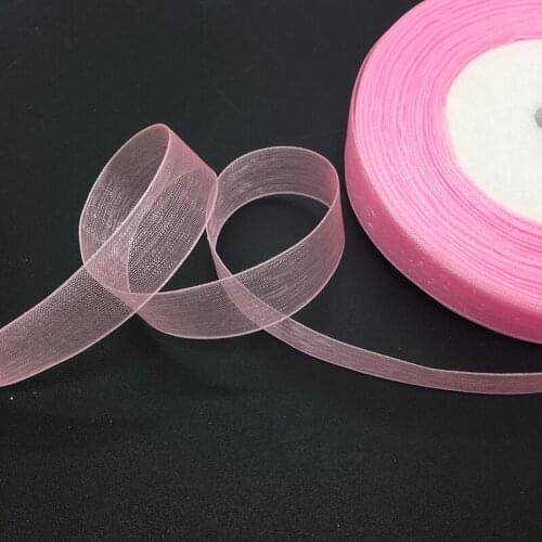 50 Yards/Roll 5/8" 15mm Pink Organza Ribbon Bow Wedding Decoration Lace Crafts