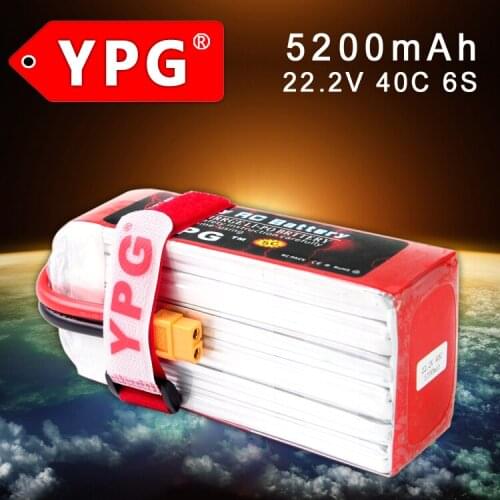 2PCS YPG 22.2V 5200mAH 40C 6S Lipo Battery Pack For Multi-Rotors / Trex 600-700 Helicopter / EDF Jets